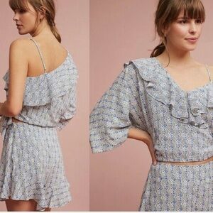 Anthropology Maeve Imelda Pineapple Print Blouse One Shoulder Size‎ Medium